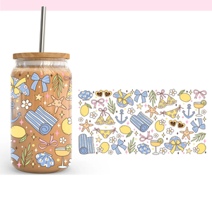Coquette 16oz Summer Fruit Glass <span class=keywords><strong>Can</strong></span> Wrap Pastel Lemon & Strawberry Design DTF Transfer Printing Elegant Summer Gift Cup - Product Image 4