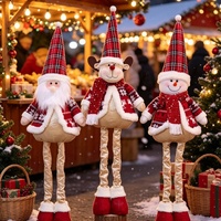 Teleskopische Weihnachts-Stehfiguren: Weihnachtsmann, Schneemann, Rentier – Plüsch-Ornamente für Fenster, Kamin und Weihnachtsdekoration – Geschenke