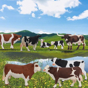 Modèle d'animal réaliste en PVC solide, ensemble de jouets d'animaux de ferme multi-styles, figurines de bovins, buffles, bison, décoration rustique pour la maison - Product Image 2