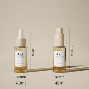 Flacone Vuoto da 40ml Blu Trasparente <span class=keywords><strong>per</strong></span> Siero o Olio Essenziale con Contagocce in Legno e Pompa Spray, Vendita Diretta dalla Fabbrica - Product Image 6