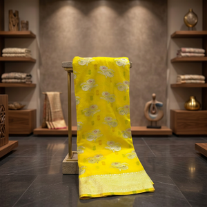 Sari Tradicional Indio Elegante y Glamuroso de Alta Demanda, en Crepé de Seda Khadi con Zari, Última Tendencia para Fiestas, el Más Vendido, Impresionante - Product Image 3
