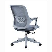 Chaise de bureau ergonomique en plastique confortable avec pivotement à 360°, dossier en maille moderne, accoudoirs intégrés et pieds en nylon