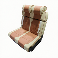 Vente en gros directe usine : Siège de fourgonnette 2 places en cuir PU marron beige bicolore, lit rabattable réversible, pièces pour camping-car