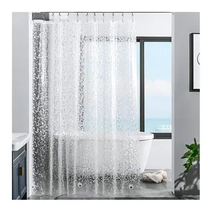 Best Selling Customized Waterproof Cobblestone PVC EVA PEVA 3d Shower Curtain Luxury with Dots Heart Stars Custom Pattern