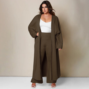 N8158 Completo Moda <span class=keywords><strong>Donna</strong></span> Autunno Inverno <span class=keywords><strong>Stile</strong></span> Europeo e Americano: Cappotto Lungo e Pantaloni Casual Larghi - Product Image 3