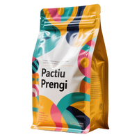 Pochette à fond plat imprimée sur mesure avec fermeture éclair - Sachet à huit soudures latérales de qualité alimentaire pour grains de café et noix - Emballage de luxe en forme de boîte
