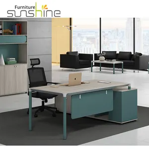 أشعة الشمس جديد تصميم الفاخرة الحديثة الخشب التنفيذي منضدة المكتب المنزلي طاولة أثاث مكتب مع خزانة مجموعة