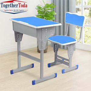 Chaise à cadre métallique moderne et durable, ensemble de mobilier coloré pour salle de classe - Bureaux et chaises d'étude réglables en hauteur pour étudiants, pour l'école - Product Image 1