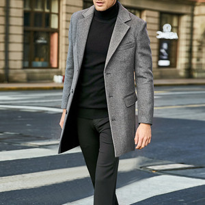 Nouveau <span class=keywords><strong>Trench</strong></span>-coat <span class=keywords><strong>Homme</strong></span> en Polyester Épais à Simple Boutonnage Multi-poches Effet Tweed pour Automne-Hiver 2026 – Disponible en Stock pour l'Export - Product Image 2