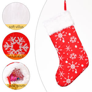 Bas géant <span class=keywords><strong>de</strong></span> 20 pouces avec manchette en fausse fourrure <span class=keywords><strong>Chaussette</strong></span> <span class=keywords><strong>de</strong></span> Noël brodée <span class=keywords><strong>de</strong></span> flocons <span class=keywords><strong>de</strong></span> neige en flanelle Grand bas <span class=keywords><strong>de</strong></span> Noël - Product Image 5