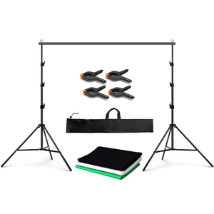 Kit de support de <span class=keywords><strong>fond</strong></span> de scène en mousseline multicolore 2x3M pour studio <span class=keywords><strong>photo</strong></span> avec accessoires verts, noirs et blancs - Product Image 1