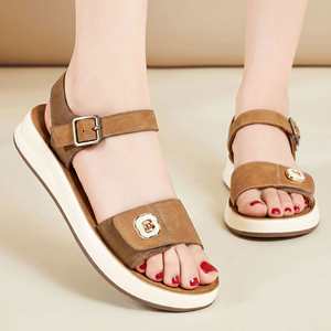 Women Summer Roman <b>Sandals</b> with Metal Buckle Decor Lightweight Chunky Sole Versatile One Buckle Casual Outdoor Footwear - Product Image 5