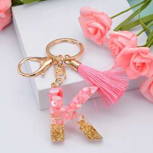 26 Alphabet English Word Tassel Keyring Capital English Letter <b>Key</b> <b>Chain</b> Resin Glitter Acrylic Keychain Handbag Charms Hanging - Product Image 4