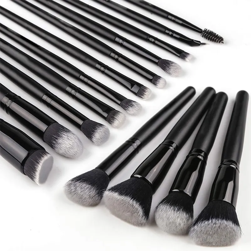 Custom Premium Synthetic Eye Shadow and Face Makeup Brushes Tools 15Pcs Makeup Brush Set