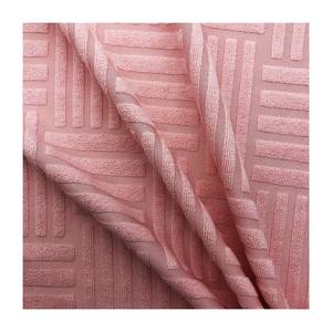 <span class=keywords><strong>2024</strong></span> nuevo patrón de barra vertical y horizontal de punto 285gsm 79% poliéster 20% algodón 1% SPX toalla Rosa tela de rizo para ropa - Product Image 4