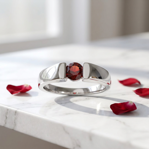 Red Garnet <b>Ring</b> 925 Sterling <b>Silver</b> Handmade Bezel Setting Red Gemstone Pave <b>Wedding</b> Minimalist Vintage Statement Jewelry <b>Men</b> - Product Image 2