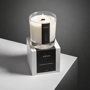 AIKUN Bougie d'aromathérapie sur mesure de qualité supérieure, vente en gros d'usine, bougie artisanale en verre à la cire de soja biologique pour chambre et méditation - Product Image 1