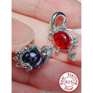 Colgante de moda unisex de la serie Océano con broche redondo de plata de ley 925 y circonita, ideal para joyería DIY, venta al por mayor. - Product Image 4