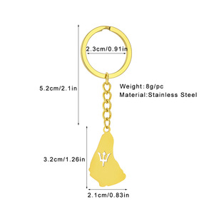 Llavero con mapa de <span class=keywords><strong>bandera</strong></span> de <span class=keywords><strong>Barbados</strong></span> esmaltado de fábrica, llavero con colgante de mapa de <span class=keywords><strong>Barbados</strong></span> esmaltado chapado en oro de 18 quilates - Product Image 2