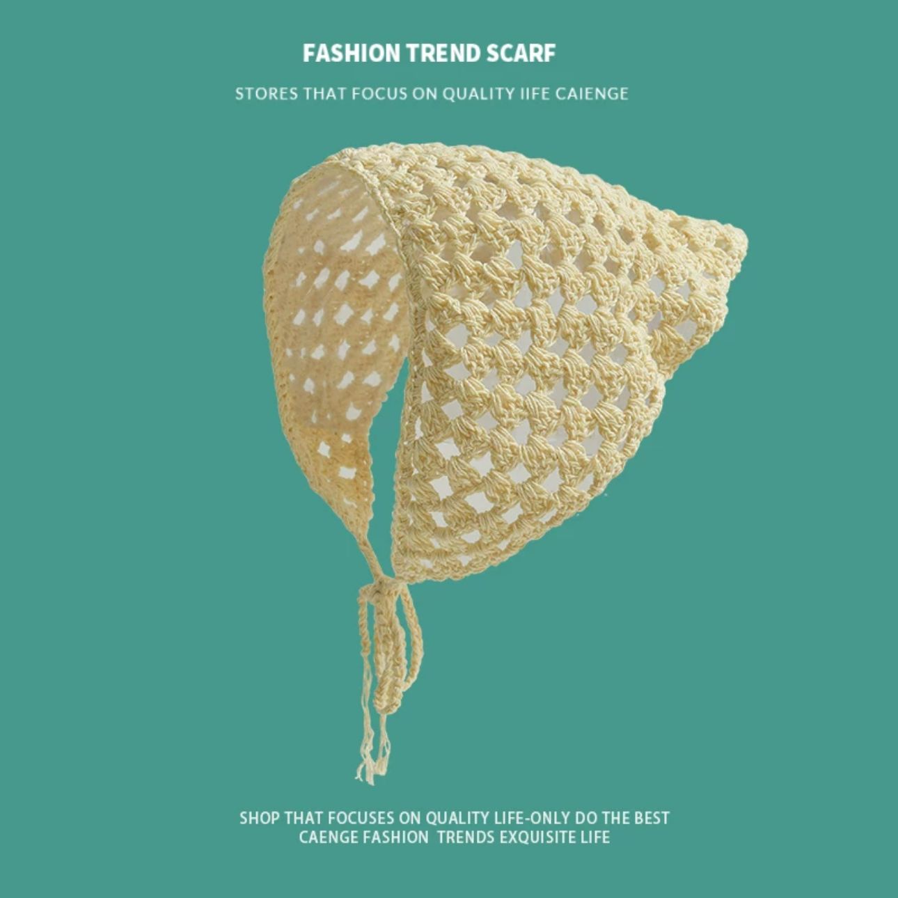 Headscarf-beige-grid pattern