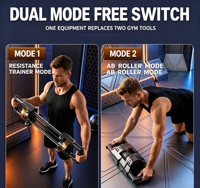 Rouleau abdominal 2-en-1 à rebond automatique et extenseur de poitrine, équipement de fitness multifonctionnel pour la maison, pour l'entraînement de la force abdominale et des bras