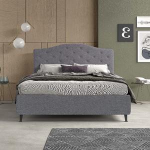Letto matrimoniale con cassetto in tessuto grigio - Product Image 1