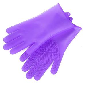 Guantes de silicona para lavar platos con cepillo, 28 cm, impermeables, para limpieza de cocina, color verde - Product Image 5