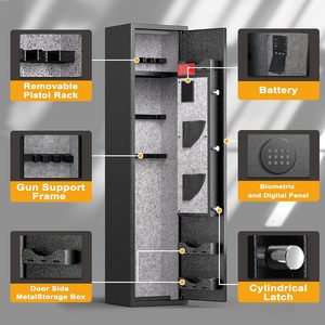 Bon marché Vente en gros Coffre-fort biométrique pour pistolets de luxe en acier personnalisable Coffre-fort pour pistolets à empreintes digitales avec serrure à clé - Product Image 4
