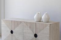 Armoire de salle à manger en bois de pin recyclé de style minimaliste Japandi, armoire de rangement en bois massif pour salon