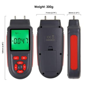 Manomètre numérique double port en acier inoxydable pour gaz <span class=keywords><strong>et</strong></span> air, enregistrement des données, 12 unités, jauge différentielle CVC, grand écran LCD - Product Image 6