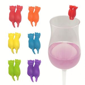 Juego de Marcadores de Copas de Vino con Forma de Chanclas, Marcadores de Silicona para Copas de Vino, Accesorios de Bar - Product Image 1
