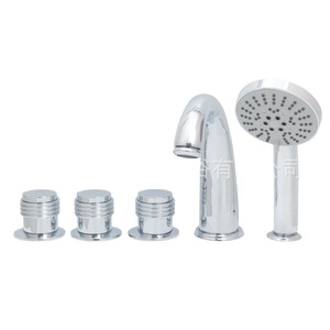 Mitigeur de baignoire mural moderne avec robinet en céramique et ensemble de pommeau de douche rond effet pluie - Product Image 5