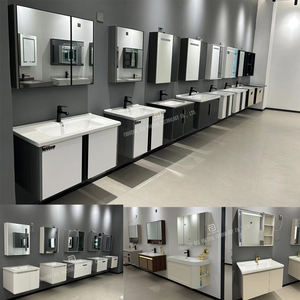 Venta al por mayor de fábrica Tocador de baño de madera contrachapada Tocador de almacenamiento de baño resistente al agua con espejo y lavabo - Product Image 6