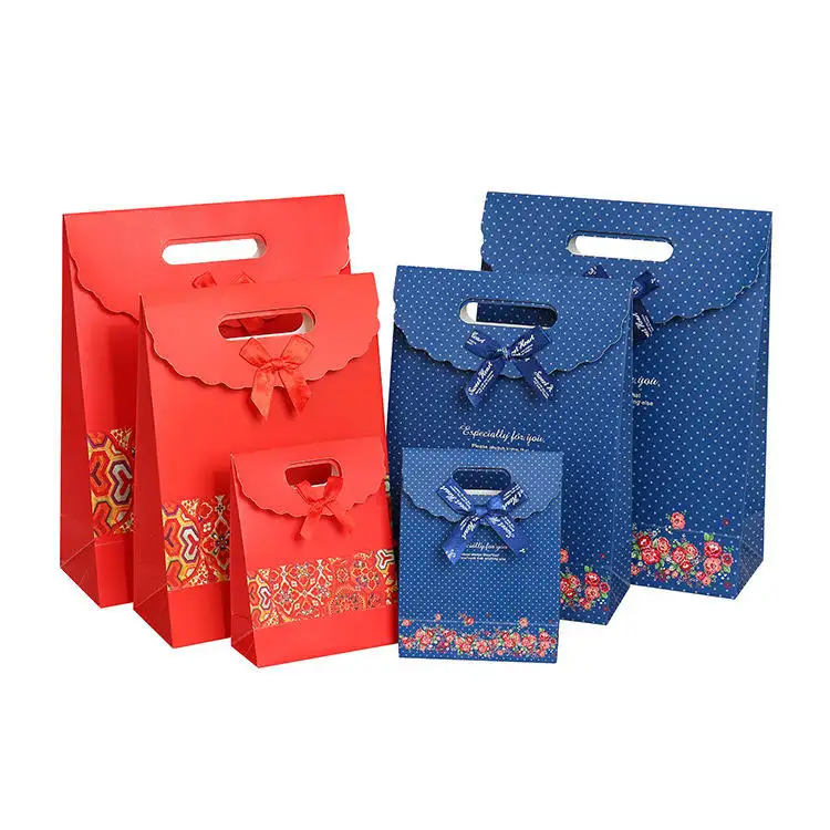 Zelt Fol dover Taschen mit Griffen Candy Chocolate Bags Flip Over Goodie Großhandel Fancy Wedding Party Werbe geschenk Papiertüte