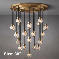 Lustre suspendu décoratif pour salon, escalier, 48 pouces, rond, intérieur, luxe, cristal, luminaire suspendu