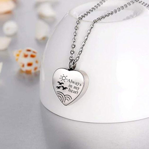 Cremazione Gioielli di Cuore in Acciaio Inox con Gabbiani Memoriale Urna Ceneri Keepsake Pendente Della Collana-Sempre nel Mio Cuore - Product Image 5