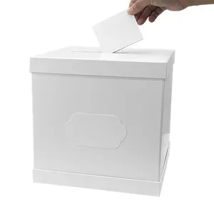 일반 선거를 위한 백색 상자 선물 종이 투표 상자를 포장하는 엄밀한 마분지 기부 투표 선거