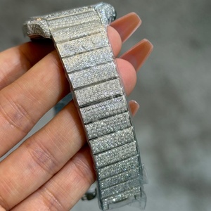Trendy VVS Silver Full Diamond Moissanite Luxury Wrist Watch with Premium Stainless Steel Strap Suitable for Business Occasions - Product Image 3