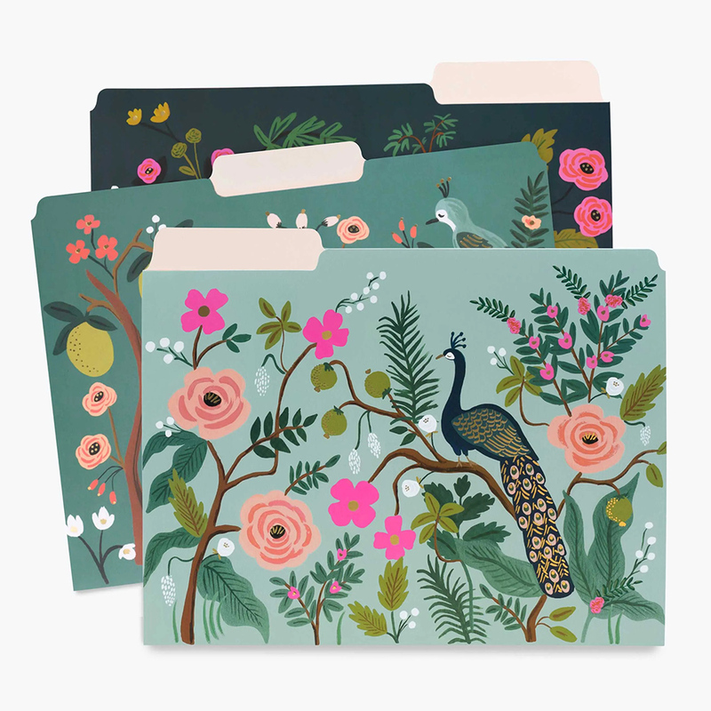Custom Floral Printed Green Paper Assorted