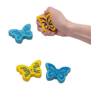 厂家批发促销定制标志环保蝴蝶形抗压PU泡沫软挤压缓解球玩具