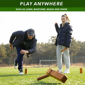 Jeu de Kubb en bois de caoutchouc durable avec sac de transport en toile, jeu de lancer de pelote de jardin pour la famille, adultes et enfants - Product Image 5