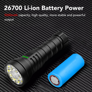 4500 Lumens siêu sáng ngọn đuốc lớn lũ ánh sáng 26700 pin sạc chiến thuật dẫn đèn pin - Product Image 5