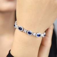 Bracelet pour femme en saphir naturel et rubis, chaîne à maillons en fer, pierres précieuses colorées - Cadeau d'anniversaire pour le bureau/la carrière