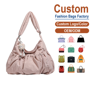 Factory Custom Drawstring Canvas <b>Shoulder</b> <b>Bag</b> for Women <b>Large</b> Capacity Casual Style with Plush Charm - Product Image 1
