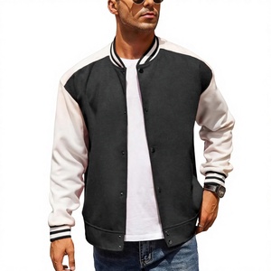 Veste varsity homme vert et noir, col montant, fermeture boutonnée, coupe décontractée, pour l'automne - Product Image 5