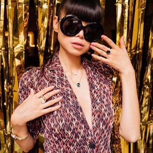 2021 New Arrival Fashion Vintage Women Black <b>Pink</b> Big <b>Frame</b> Sunglasses UV400 Oversized Round Sunglasses for Ladies - Product Image 2