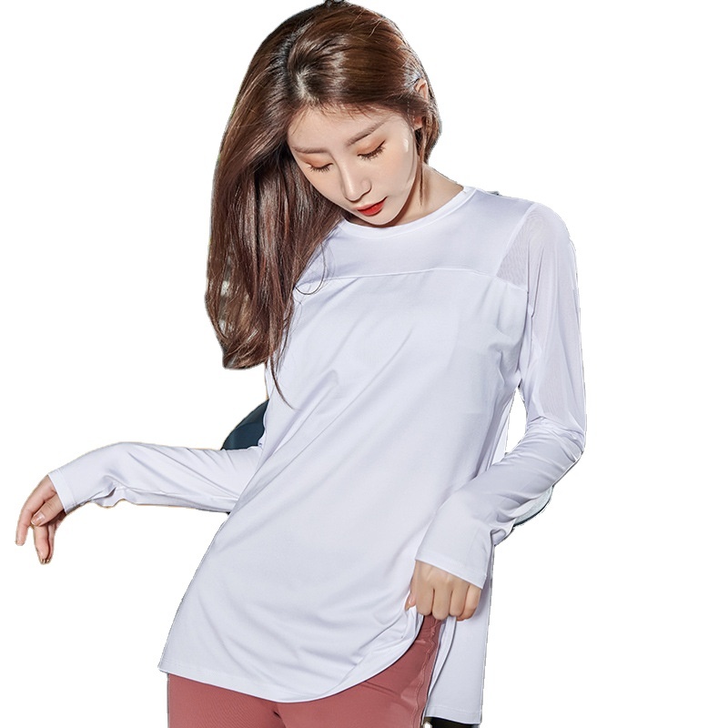 Women Sports Gym Top Breathable for Solid Nine Quarter Sleeve Loose Slim Yoga Wear Fitness T-shirt Quick-dry Plus-size Yoga Top