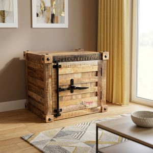 Mesitas de Noche de Madera Estilo Vintage con Tirador Integrado, Mesa de Madera con Acabado Rústico de Una Puerta, Muebles de Dormitorio - Product Image 2