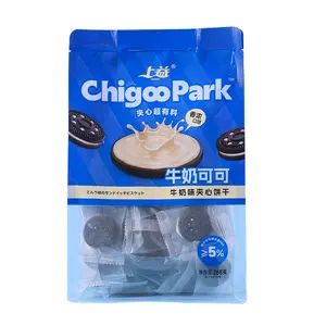 Wholesale food 268g sandwich biscuits cream filled with chocolate fruit filled little black biscuits