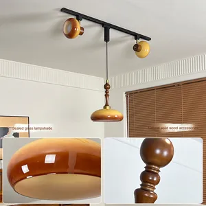 Pháp Phong Cách LED Theo Dõi Ánh Sáng Mặt Dây Chuyền Hồng Thủy Tinh Quả Óc Chó Treo Đèn Đèn Chùm & Mặt Dây Chuyền Đèn Cho Khách Và Phòng Ăn - Product Image 4